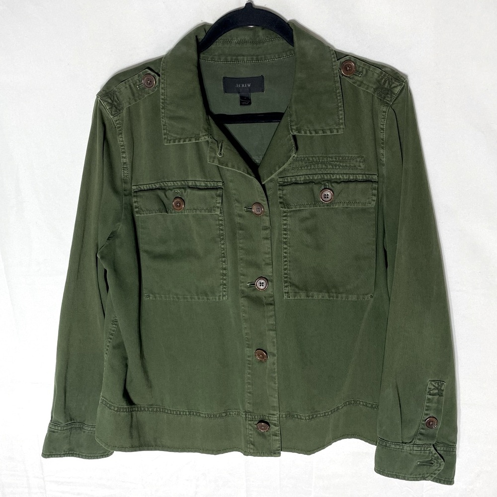J. Crew Green Utility Military Style Light Jacket M Festival Boho Grunge Retro